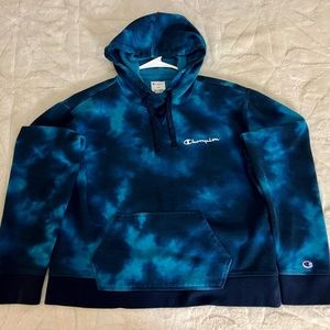 Champion women’s hoodie large tie-dye blue and black
